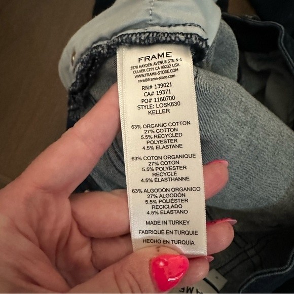 Frame Le One Skinny Leg Keller High Rise Super Stretch Dark Wash Jean 2 - Picture 7 of 13